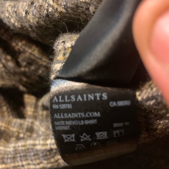 All Saints Olive Plaid Button-Up Shirt Jacket - Picture 5 of 5